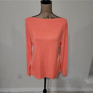 DKNY bright orange‎ slinky long sleeve shirt size large